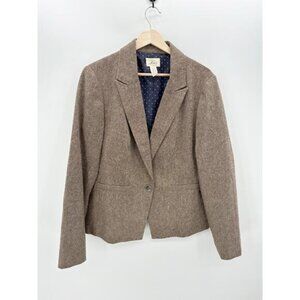 Levi's Women Brown One Button Blazer Suit Jacket Polyester Wool Blend Size XL